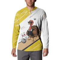 Personalized Funny Turkey Bowling Button Sweatshirt with Cool Sunglasses Pins Yellow and White - Wonder Print Shop