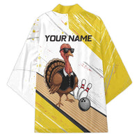 Personalized Funny Turkey Bowling Kimono with Cool Sunglasses Pins Yellow and White - Wonder Print Shop