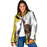 Personalized Funny Turkey Bowling Padded Jacket with Cool Sunglasses Pins Yellow and White - Wonder Print Shop