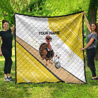Personalized Funny Turkey Bowling Quilt with Cool Sunglasses Pins Yellow and White - Wonder Print Shop