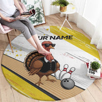 Personalized Funny Turkey Bowling Round Carpet with Cool Sunglasses Pins Yellow and White - Wonder Print Shop