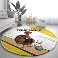 Personalized Funny Turkey Bowling Round Carpet with Cool Sunglasses Pins Yellow and White - Wonder Print Shop