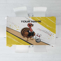Personalized Funny Turkey Bowling Tablecloth with Cool Sunglasses Pins Yellow and White - Wonder Print Shop