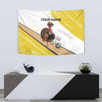 Personalized Funny Turkey Bowling Tapestry with Cool Sunglasses Pins Yellow and White - Wonder Print Shop