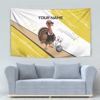 Personalized Funny Turkey Bowling Tapestry with Cool Sunglasses Pins Yellow and White - Wonder Print Shop