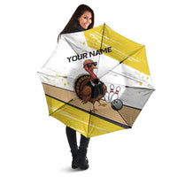 Personalized Funny Turkey Bowling Umbrella with Cool Sunglasses Pins Yellow and White - Wonder Print Shop