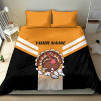 Personalized Funny Turkey Bowling Bedding Set with Cartoon Pins Thanksgiving - Wonder Print Shop