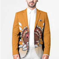 Personalized Funny Turkey Bowling Blazer with Cartoon Pins Thanksgiving - Wonder Print Shop