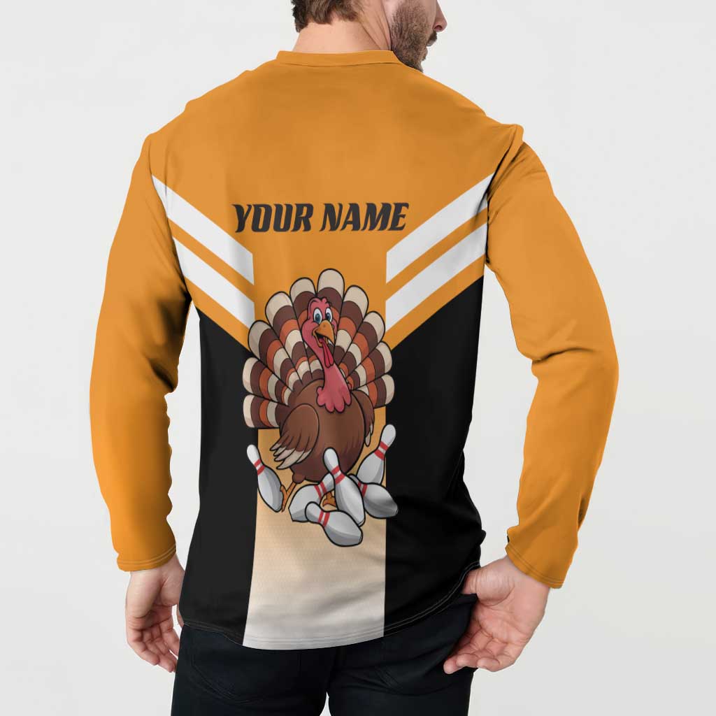 Personalized Funny Turkey Bowling Button Sweatshirt with Cartoon Pins Thanksgiving - Wonder Print Shop