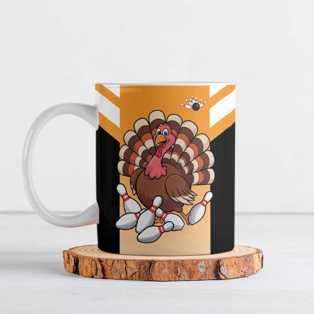 Personalized Funny Turkey Bowling Ceramic Mug with Cartoon Pins Thanksgiving - Wonder Print Shop