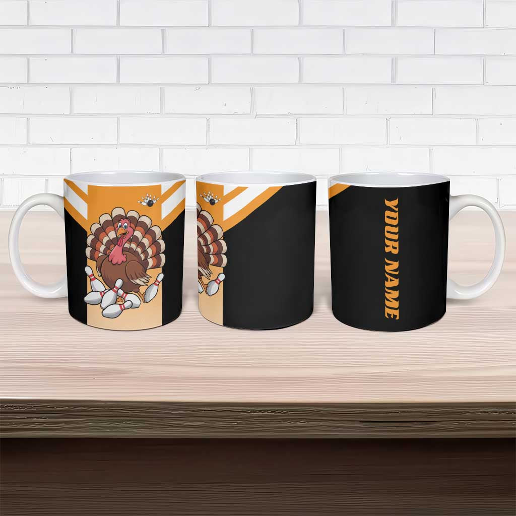 Personalized Funny Turkey Bowling Ceramic Mug with Cartoon Pins Thanksgiving - Wonder Print Shop