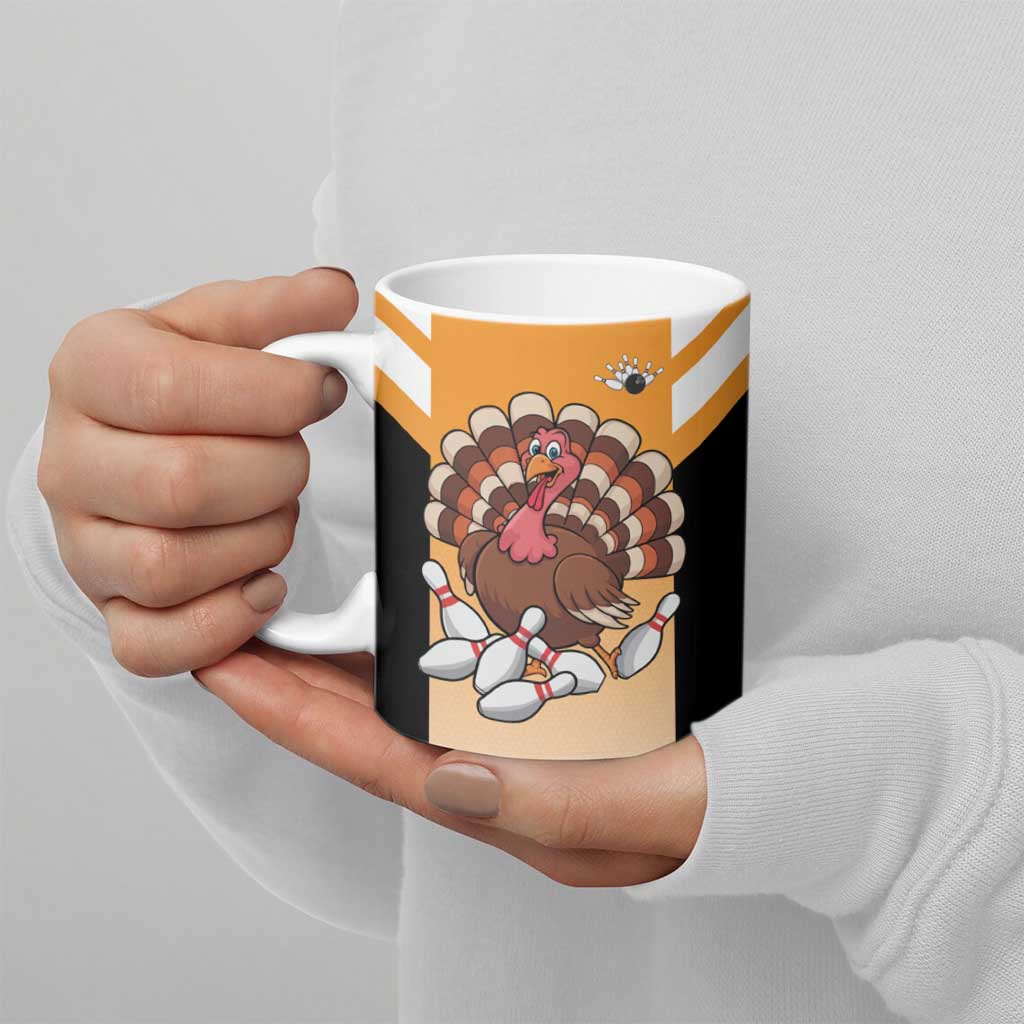 Personalized Funny Turkey Bowling Ceramic Mug with Cartoon Pins Thanksgiving - Wonder Print Shop