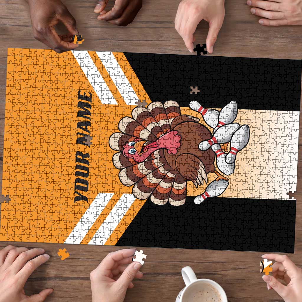 Personalized Funny Turkey Bowling Puzzle with Cartoon Pins Thanksgiving - Wonder Print Shop