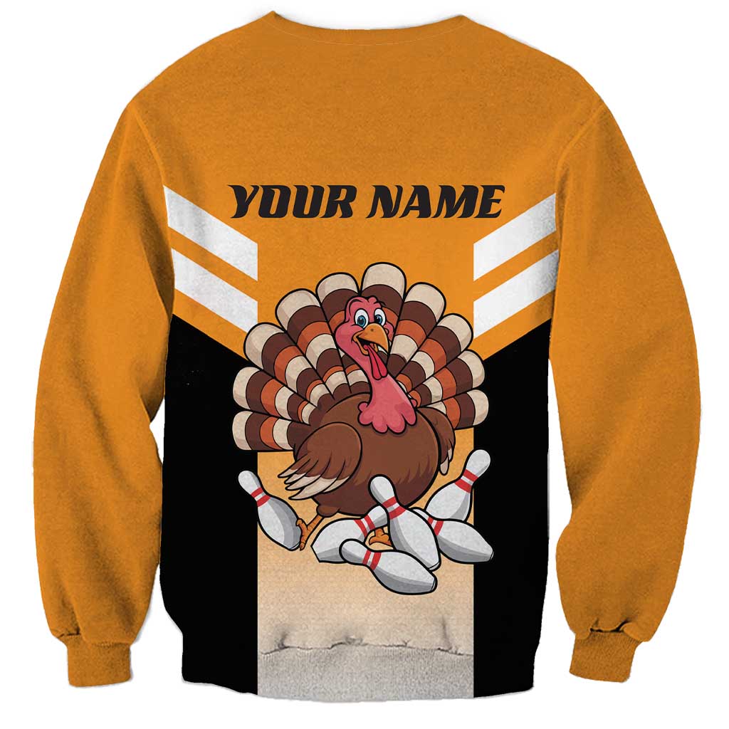 Personalized Funny Turkey Bowling Sweatshirt with Cartoon Pins Thanksgiving - Wonder Print Shop