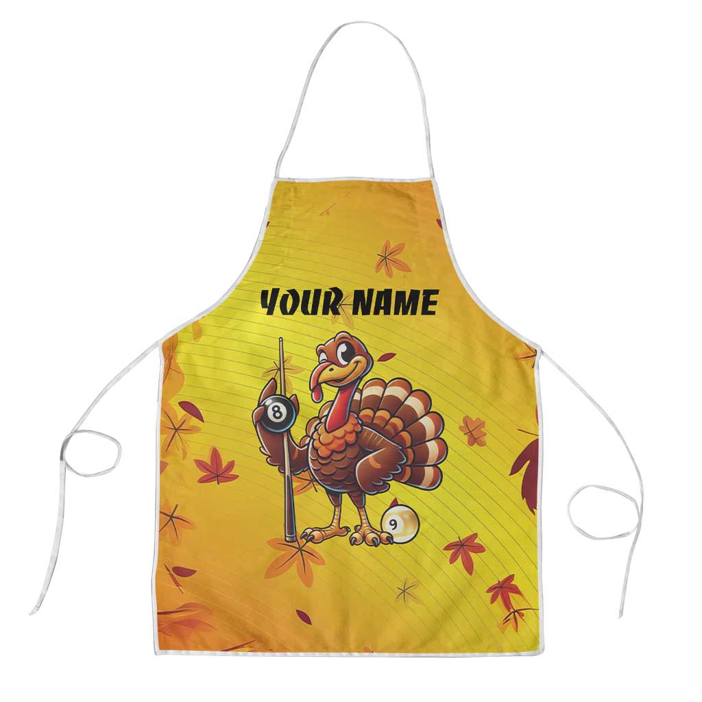 Personalized Funny Turkey Billiards Apron with Pool Cue and Balls Thanksgiving Design - Wonder Print Shop