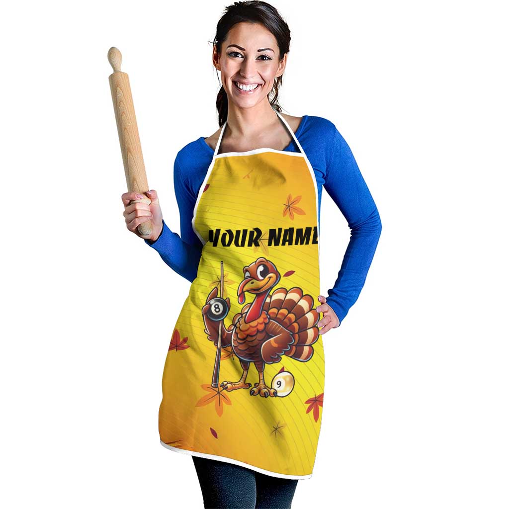 Personalized Funny Turkey Billiards Apron with Pool Cue and Balls Thanksgiving Design - Wonder Print Shop