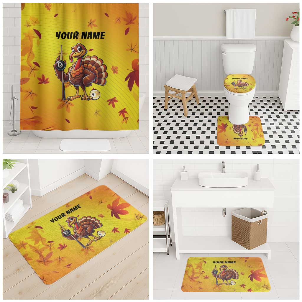 Personalized Funny Turkey Billiards Bathroom Set with Pool Cue and Balls Thanksgiving Design - Wonder Print Shop