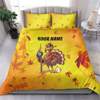 Personalized Funny Turkey Billiards Bedding Set with Pool Cue and Balls Thanksgiving Design - Wonder Print Shop