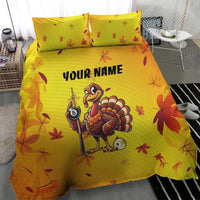 Personalized Funny Turkey Billiards Bedding Set with Pool Cue and Balls Thanksgiving Design - Wonder Print Shop