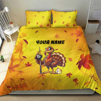 Personalized Funny Turkey Billiards Bedding Set with Pool Cue and Balls Thanksgiving Design - Wonder Print Shop