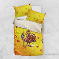 Personalized Funny Turkey Billiards Bedding Set with Pool Cue and Balls Thanksgiving Design - Wonder Print Shop