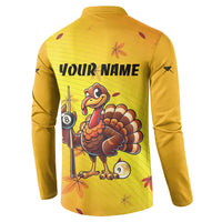 Personalized Funny Turkey Billiards Button Sweatshirt with Pool Cue and Balls Thanksgiving Design - Wonder Print Shop
