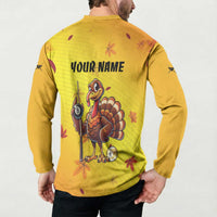 Personalized Funny Turkey Billiards Button Sweatshirt with Pool Cue and Balls Thanksgiving Design - Wonder Print Shop