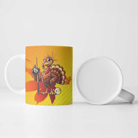 Personalized Funny Turkey Billiards Ceramic Mug with Pool Cue and Balls Thanksgiving Design - Wonder Print Shop