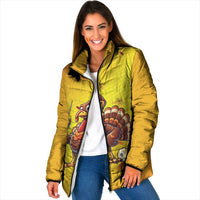Personalized Funny Turkey Billiards Padded Jacket with Pool Cue and Balls Thanksgiving Design - Wonder Print Shop