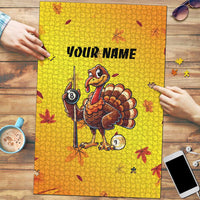 Personalized Funny Turkey Billiards Puzzle with Pool Cue and Balls Thanksgiving Design - Wonder Print Shop