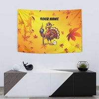 Personalized Funny Turkey Billiards Tapestry with Pool Cue and Balls Thanksgiving Design - Wonder Print Shop