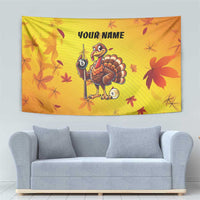Personalized Funny Turkey Billiards Tapestry with Pool Cue and Balls Thanksgiving Design - Wonder Print Shop