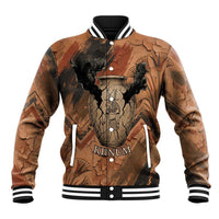 Khnum Baseball Jacket Ancient Egyptian Earthy Cracked Papyrus - Divine Potter - Wonder Print Shop