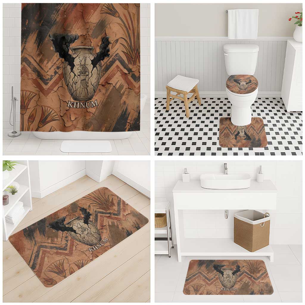 Khnum Bathroom Set Ancient Egyptian Earthy Cracked Papyrus - Divine Potter - Wonder Print Shop