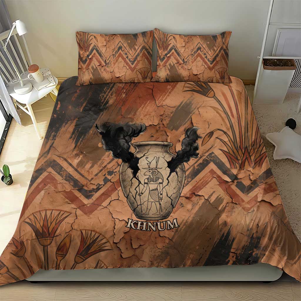 Khnum Bedding Set Ancient Egyptian Earthy Cracked Papyrus - Divine Potter - Wonder Print Shop
