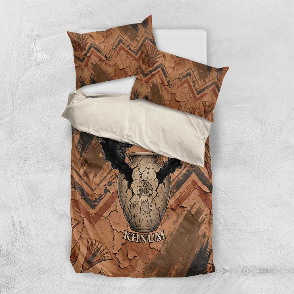 Khnum Bedding Set Ancient Egyptian Earthy Cracked Papyrus - Divine Potter - Wonder Print Shop