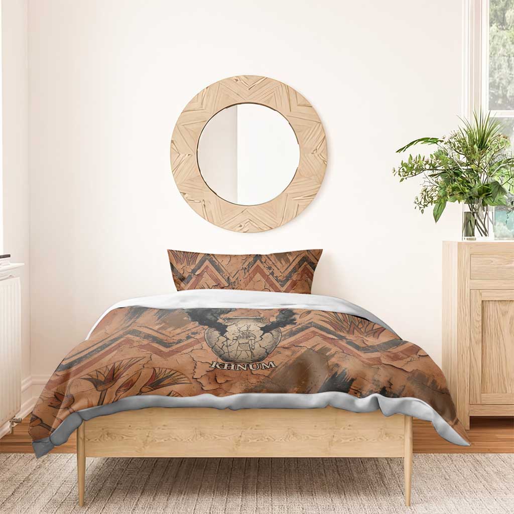 Khnum Bedding Set Ancient Egyptian Earthy Cracked Papyrus - Divine Potter - Wonder Print Shop
