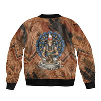 Khnum Bomber Jacket Ancient Egyptian Earthy Cracked Papyrus - Divine Potter - Wonder Print Shop