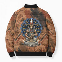 Khnum Bomber Puffer Jacket Ancient Egyptian Earthy Cracked Papyrus - Divine Potter - Wonder Print Shop
