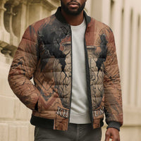 Khnum Bomber Puffer Jacket Ancient Egyptian Earthy Cracked Papyrus - Divine Potter - Wonder Print Shop