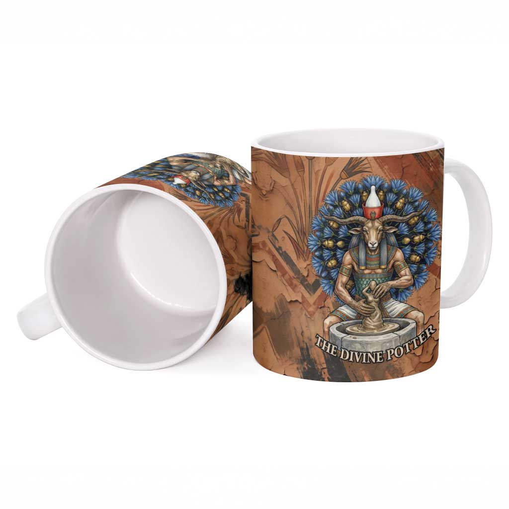 Khnum Ceramic Mug Ancient Egyptian Earthy Cracked Papyrus - Divine Potter - Wonder Print Shop