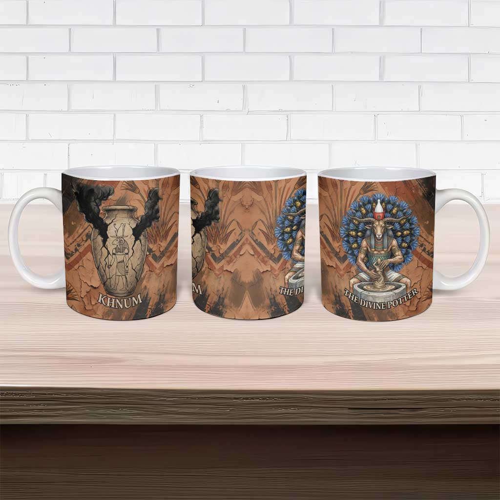 Khnum Ceramic Mug Ancient Egyptian Earthy Cracked Papyrus - Divine Potter - Wonder Print Shop