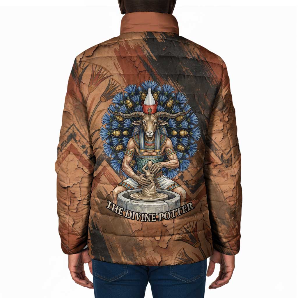 Khnum Padded Jacket Ancient Egyptian Earthy Cracked Papyrus - Divine Potter - Wonder Print Shop