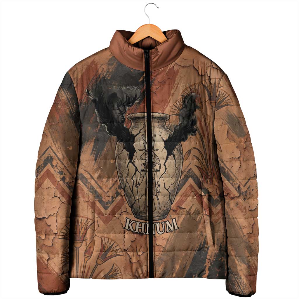 Khnum Padded Jacket Ancient Egyptian Earthy Cracked Papyrus - Divine Potter - Wonder Print Shop