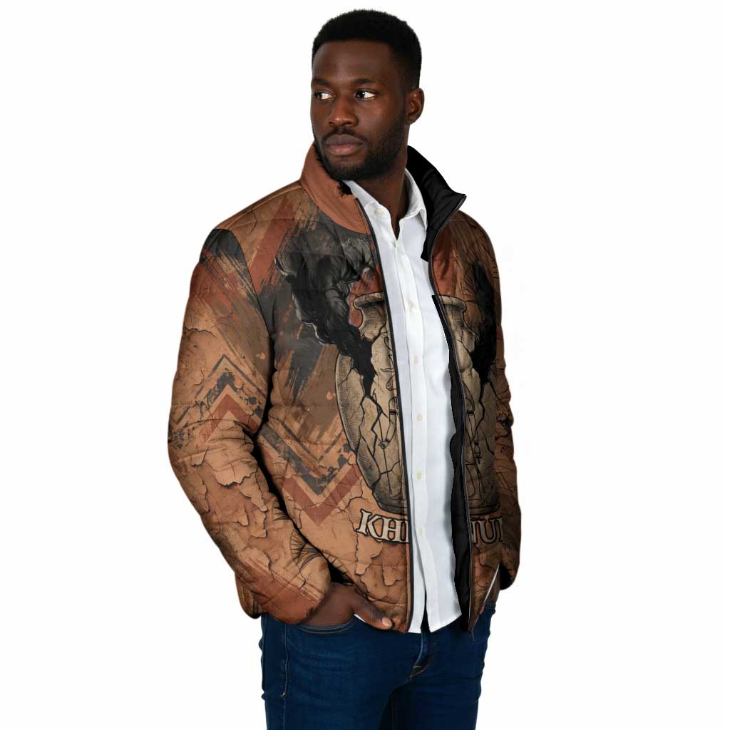 Khnum Padded Jacket Ancient Egyptian Earthy Cracked Papyrus - Divine Potter - Wonder Print Shop