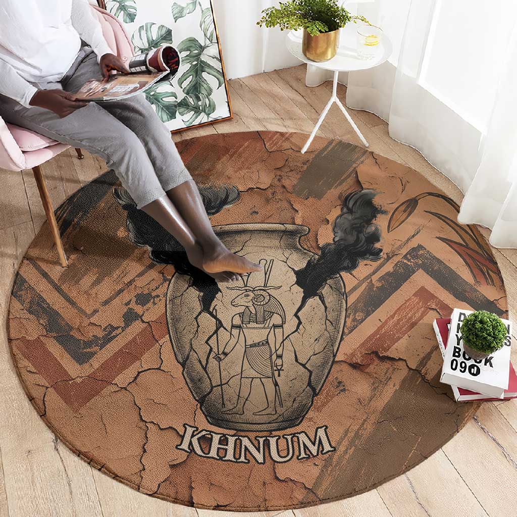 Khnum Round Carpet Ancient Egyptian Earthy Cracked Papyrus - Divine Potter - Wonder Print Shop