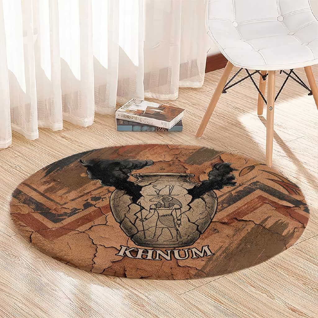 Khnum Round Carpet Ancient Egyptian Earthy Cracked Papyrus - Divine Potter - Wonder Print Shop