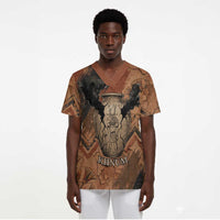 Khnum Scrub Top Ancient Egyptian Earthy Cracked Papyrus - Divine Potter - Wonder Print Shop