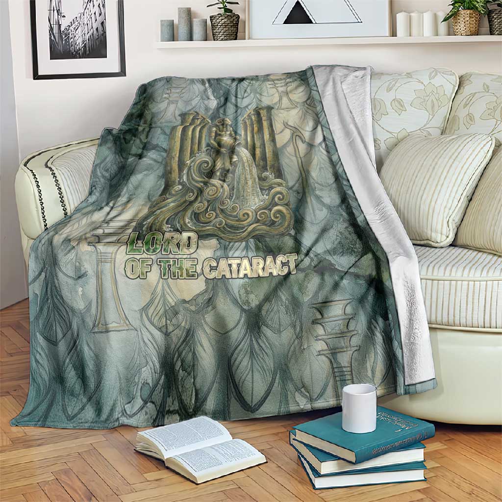 Khnum Ancient Egyptian Blanket with Smoky Leaf, Ram Head Emblem, and Guardian of the Cataract - Wonder Print Shop