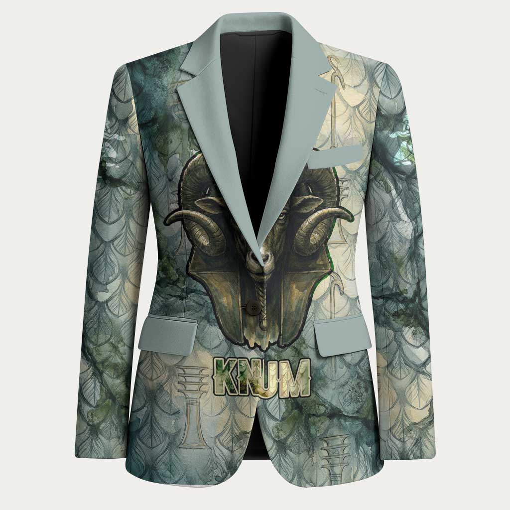 Khnum Ancient Egyptian Blazer with Smoky Leaf, Ram Head Emblem, and Guardian of the Cataract - Wonder Print Shop